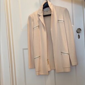 St John Cream Blazer with Gold Zipper Details